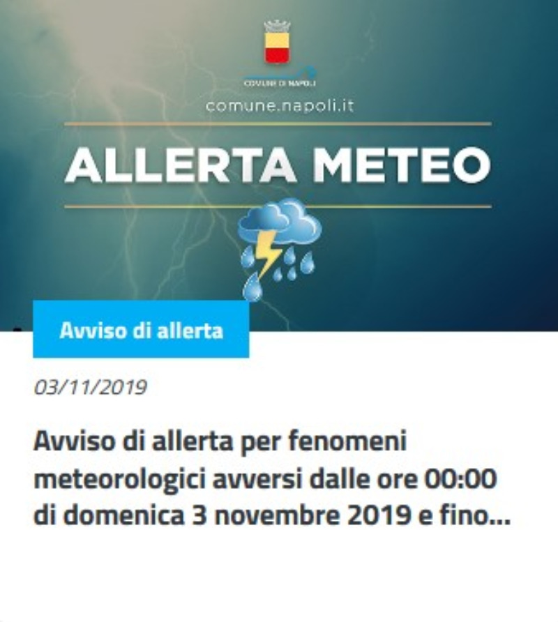 Avviso di allerta per fenomeni meteorologici avversi