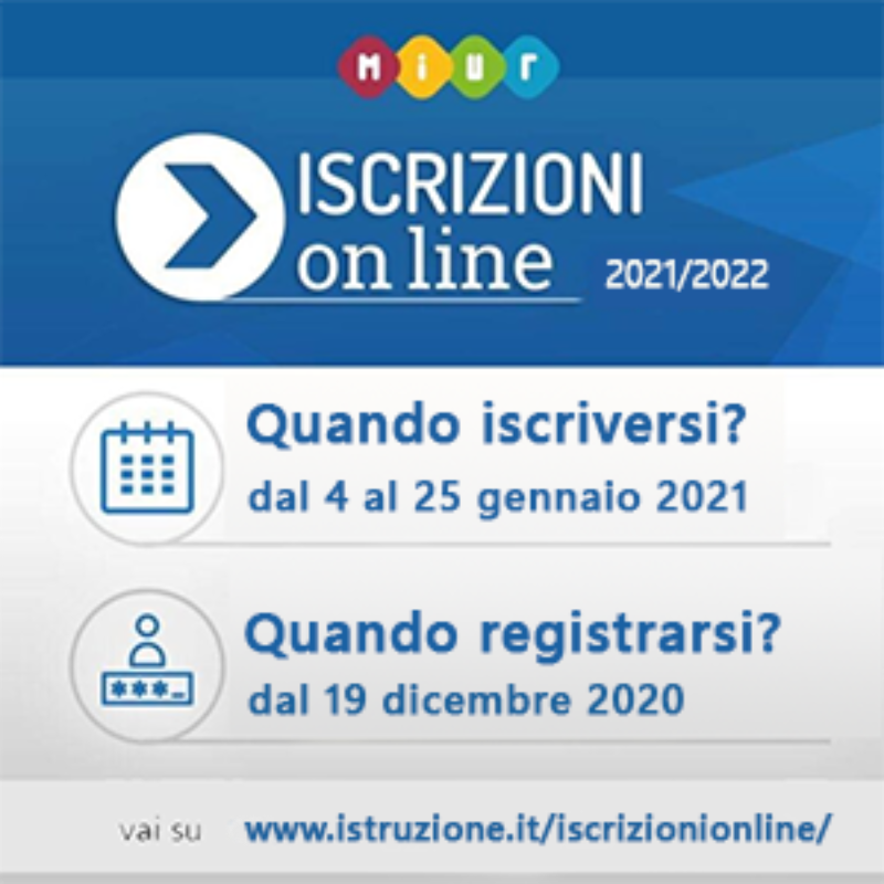 Iscrizioni alle scuole dell’infanzia e alle scuole di ogni ordine e grado per l’anno scolastico 2021