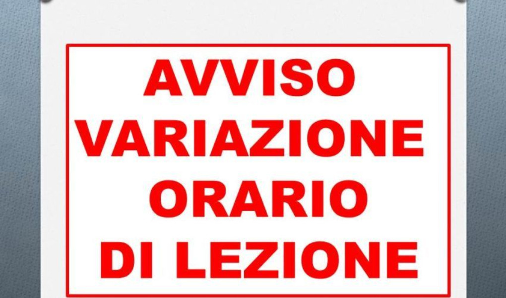 Orario di lezione giovedì 16 marzo 2023